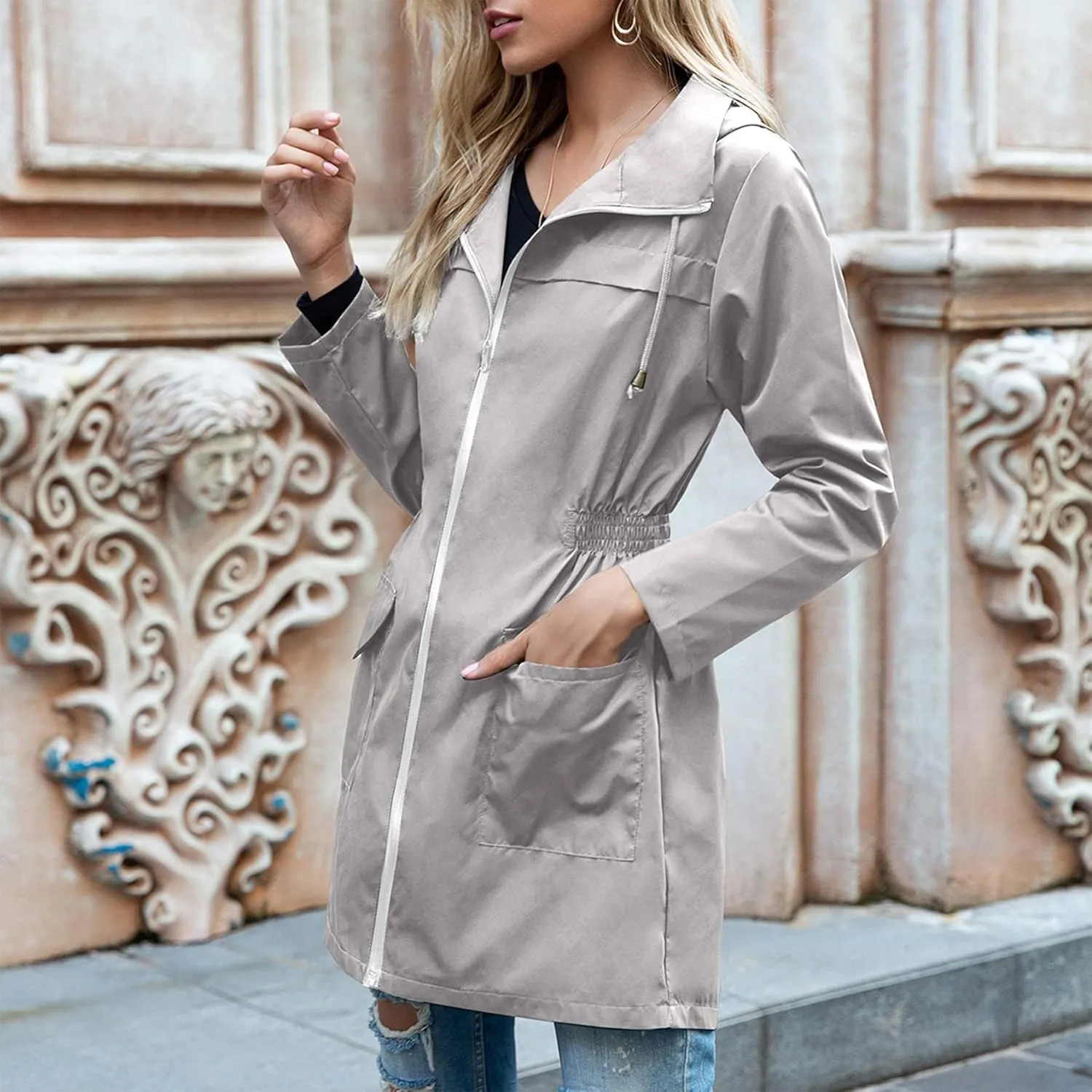 Zando Womens Rain Jackets for Women Waterproof Rain Coats for Women Active Packable Raincoat Windbreaker Jacket with Hood