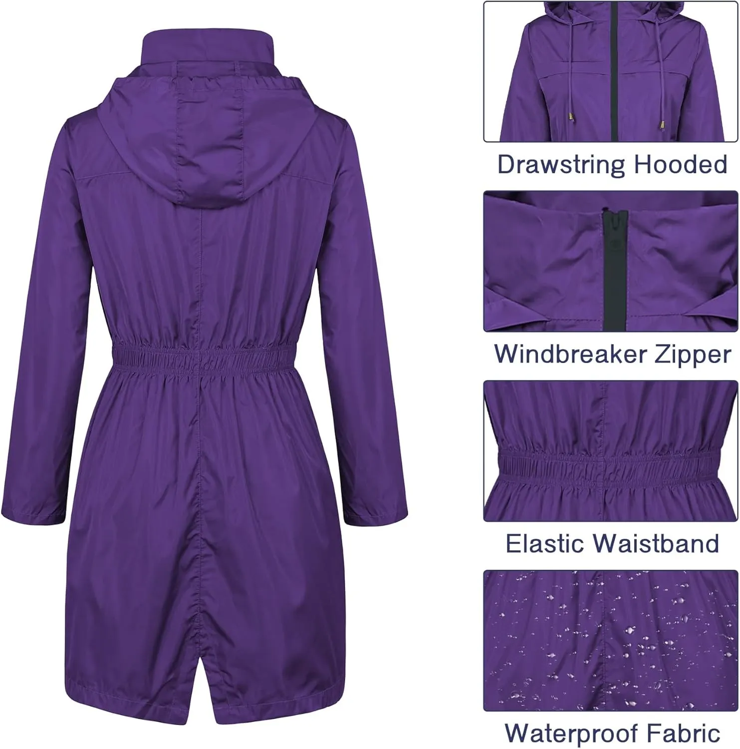 Zando Womens Rain Jackets for Women Waterproof Rain Coats for Women Active Packable Raincoat Windbreaker Jacket with Hood