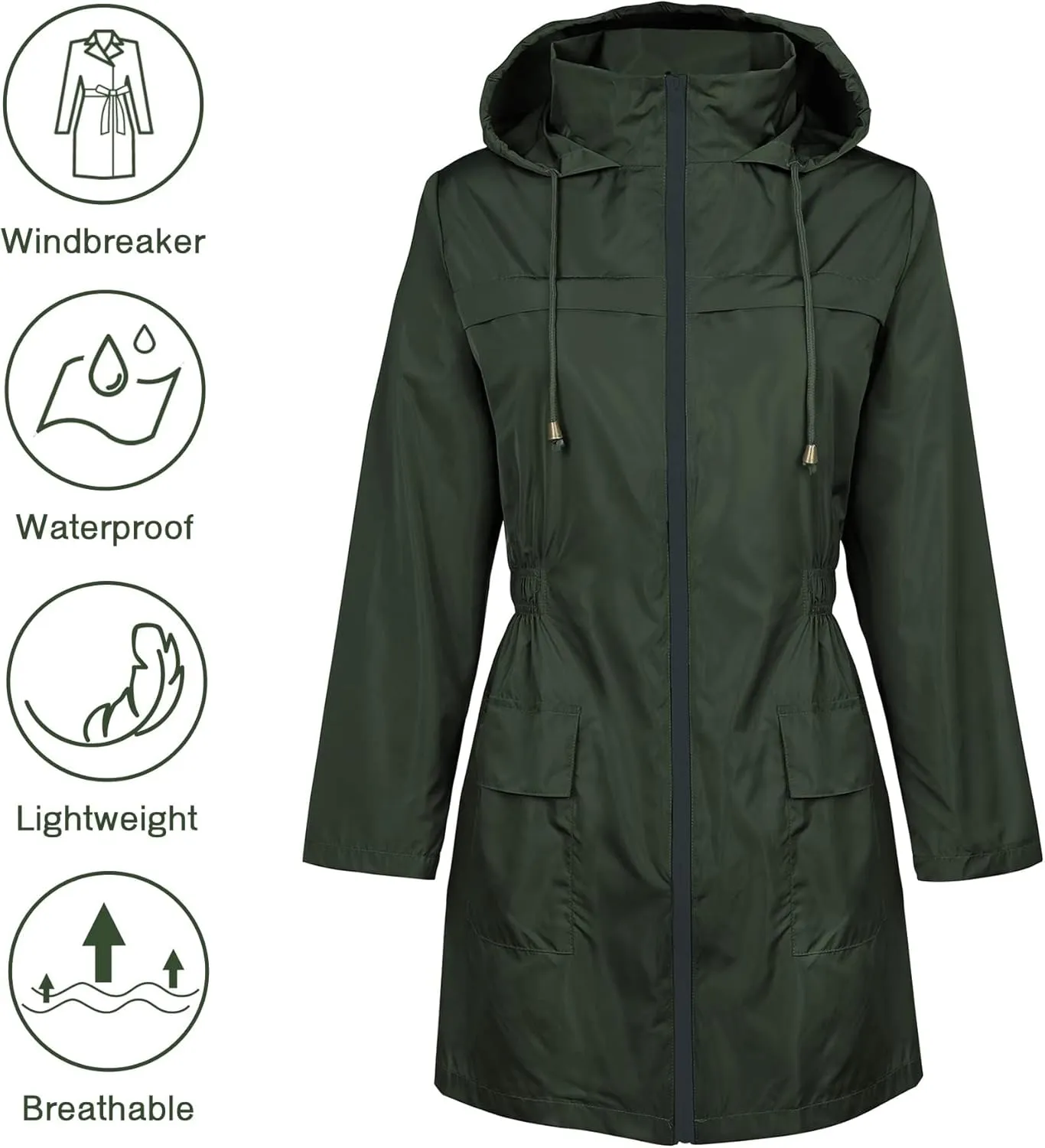 Zando Womens Rain Jackets for Women Waterproof Rain Coats for Women Active Packable Raincoat Windbreaker Jacket with Hood