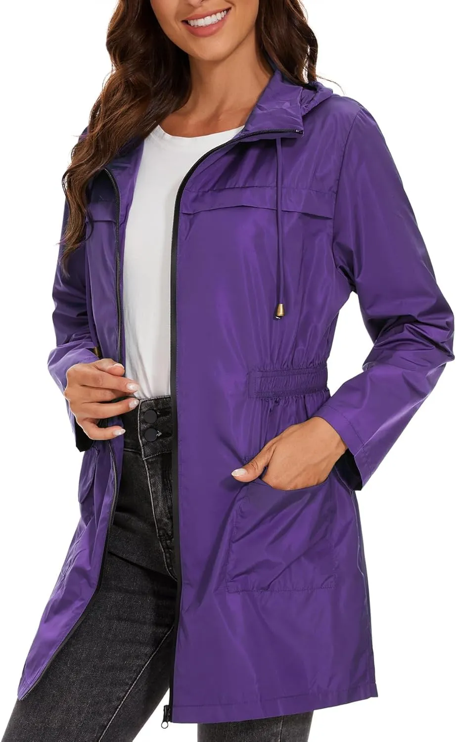 Zando Womens Rain Jackets for Women Waterproof Rain Coats for Women Active Packable Raincoat Windbreaker Jacket with Hood
