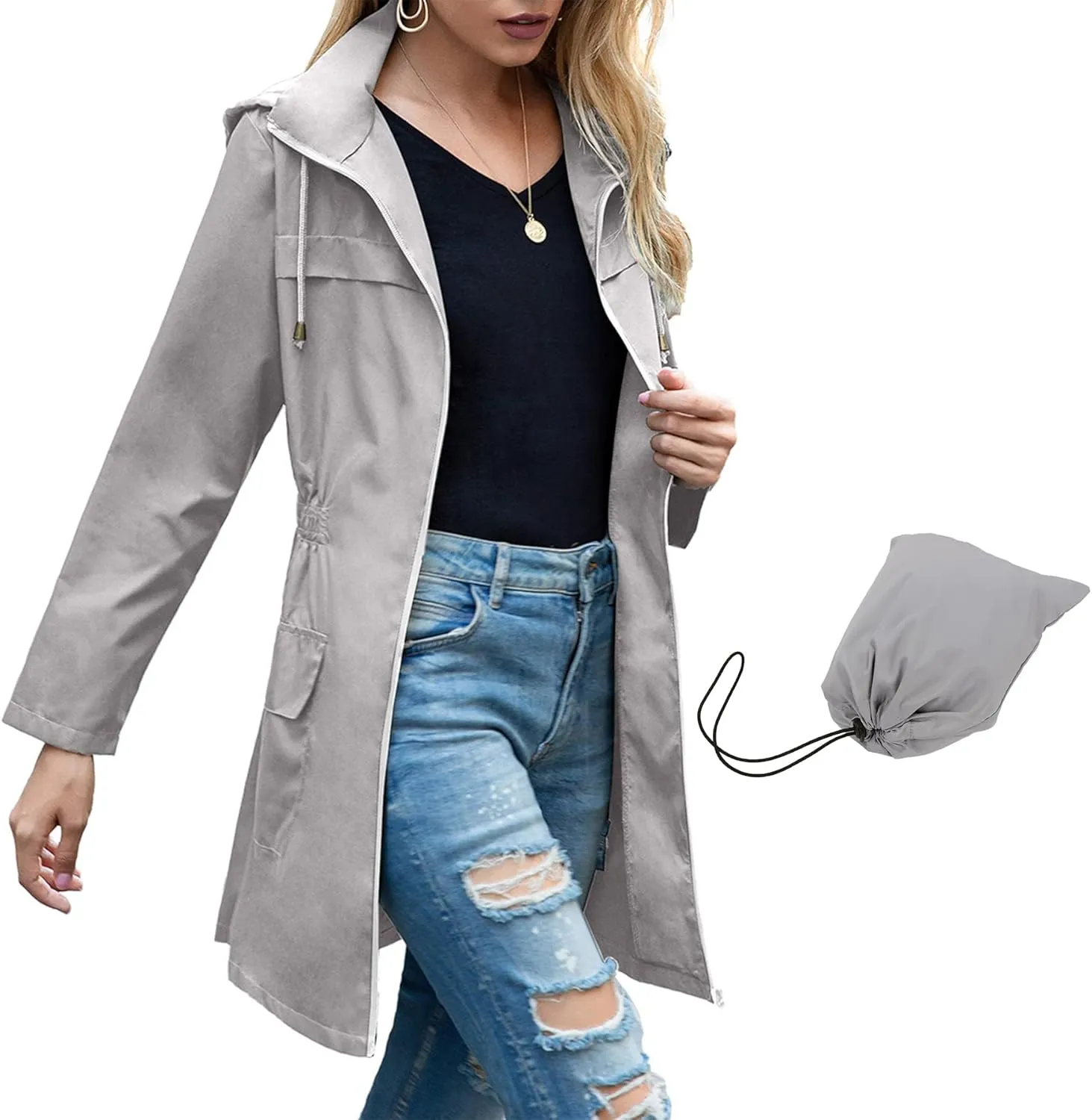 Zando Womens Rain Jackets for Women Waterproof Rain Coats for Women Active Packable Raincoat Windbreaker Jacket with Hood