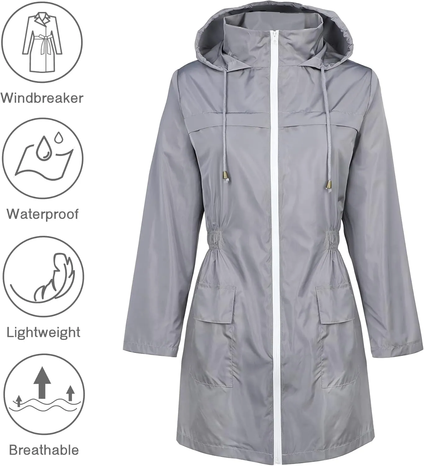 Zando Womens Rain Jackets for Women Waterproof Rain Coats for Women Active Packable Raincoat Windbreaker Jacket with Hood
