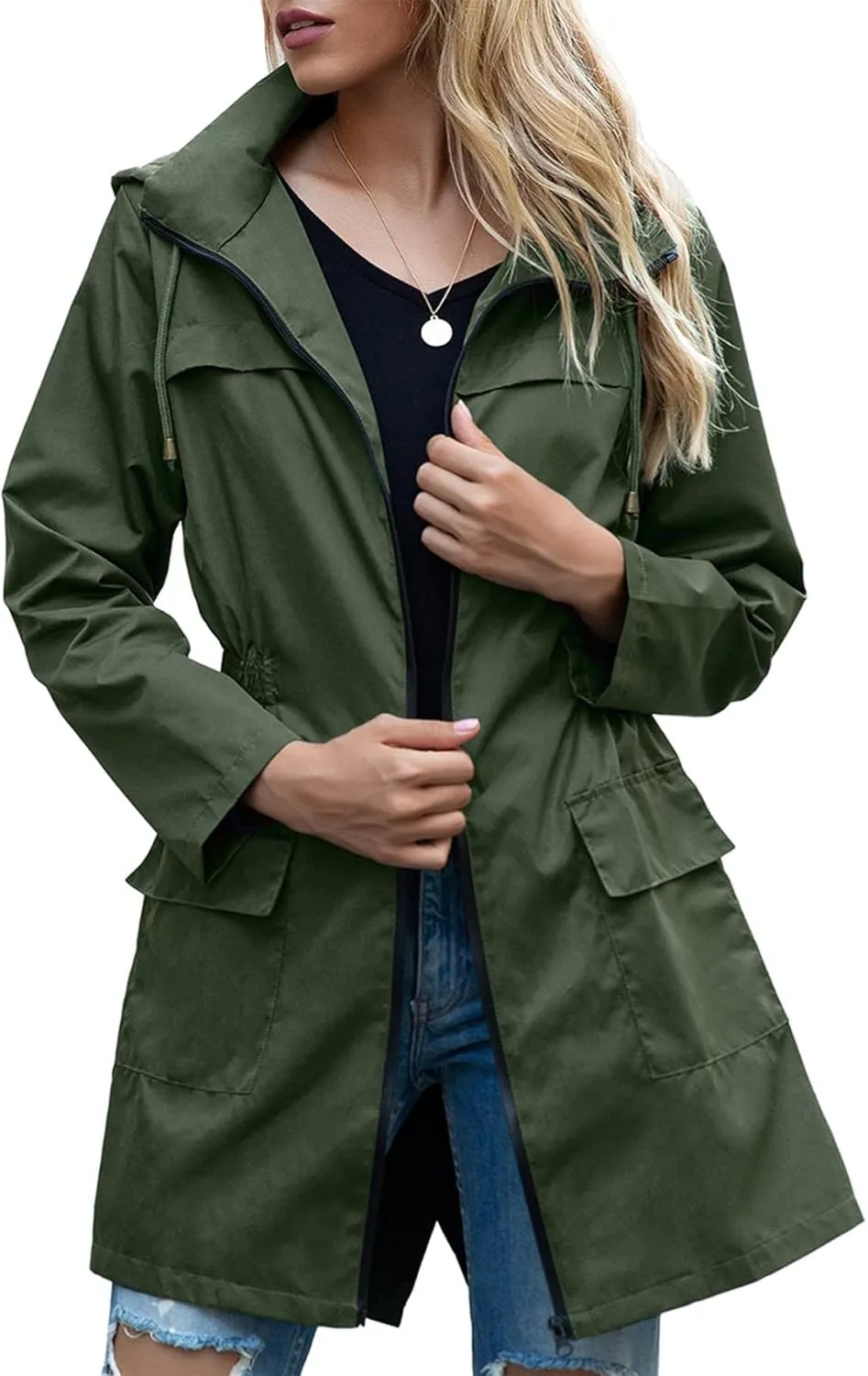 Zando Womens Rain Jackets for Women Waterproof Rain Coats for Women Active Packable Raincoat Windbreaker Jacket with Hood