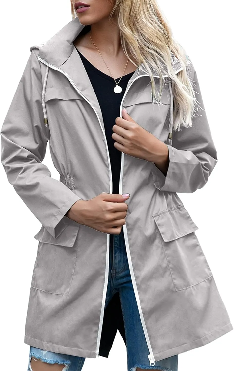 Zando Womens Rain Jackets for Women Waterproof Rain Coats for Women Active Packable Raincoat Windbreaker Jacket with Hood