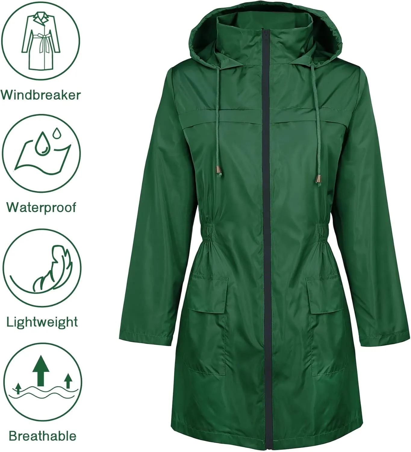 Zando Womens Rain Jackets for Women Waterproof Rain Coats for Women Active Packable Raincoat Windbreaker Jacket with Hood