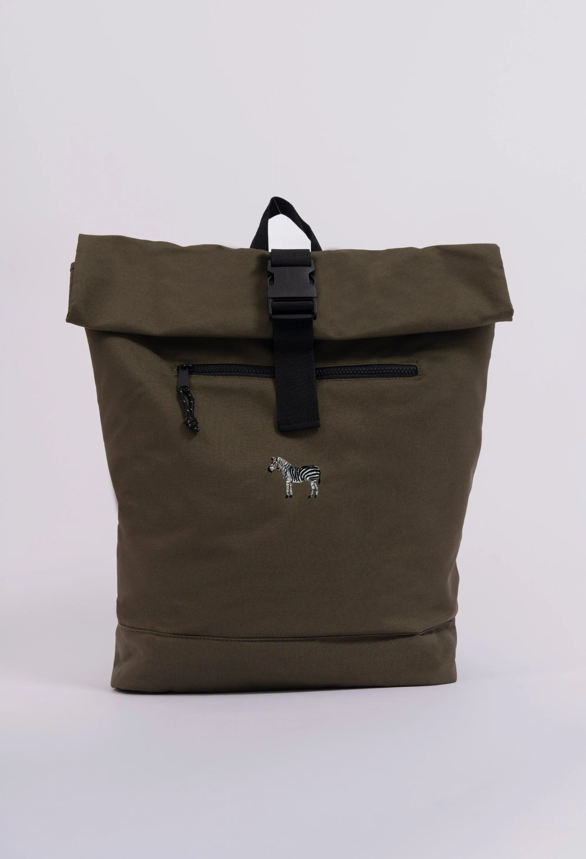 zebra recycled roll-top backpack