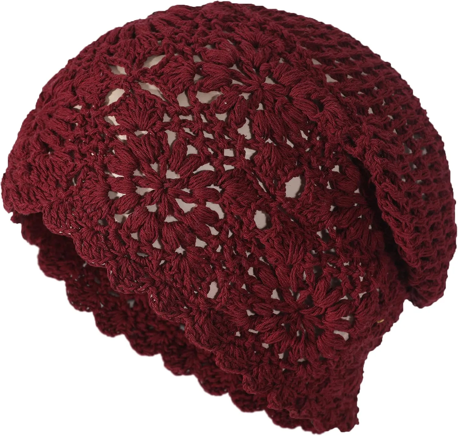ZLYC Women Cotton Crochet Slouchy Beanie Hat Handmade Knit Summer Skull Cap