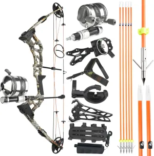 ZSHJGJR Archery Bowfishing Compound Bow Kit, 0-70lbs Adjustable,Ready to Fish Kit with Bowfishing Reel,Bow Fishing Arrows,Right Handed for Adult/Youth Fishing Hunting Target Shooting