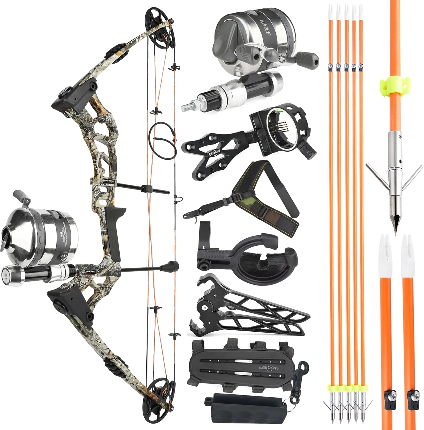 ZSHJGJR Archery Bowfishing Compound Bow Kit, 0-70lbs Adjustable,Ready to Fish Kit with Bowfishing Reel,Bow Fishing Arrows,Right Handed for Adult/Youth Fishing Hunting Target Shooting